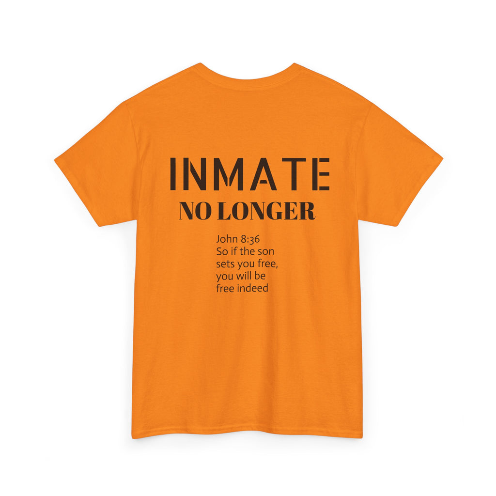 Inmate Freedom T-Shirt — 'INMATE' Back Print with John 8:36 Inspirational Tee
