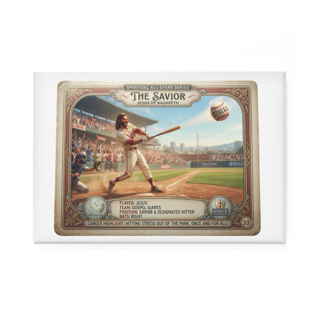 Button Magnet, Rectangle (1 & 10 pcs) Jesus all star "baseball card"