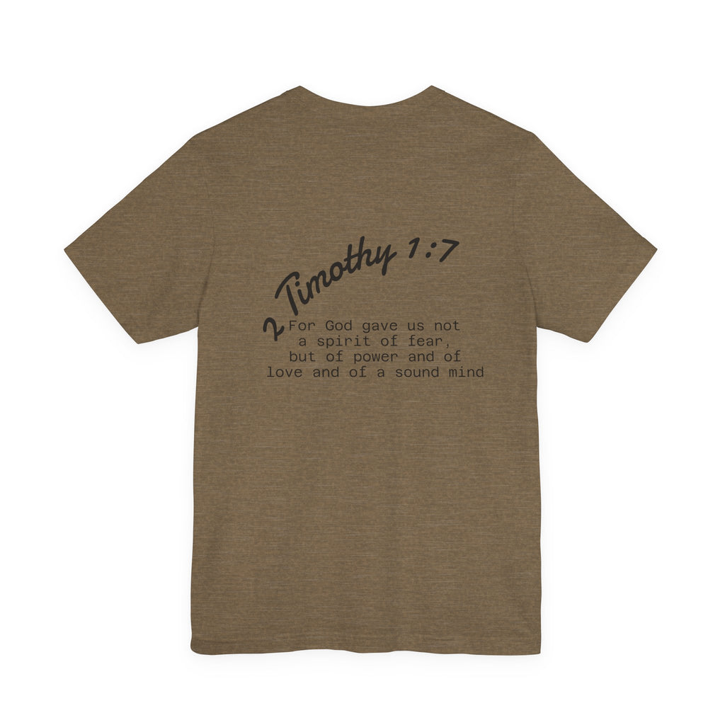 Fox Running Nature Tee — “2 Timothy 1:7 Over Perfection” Inspirational Christian T‑Shirt