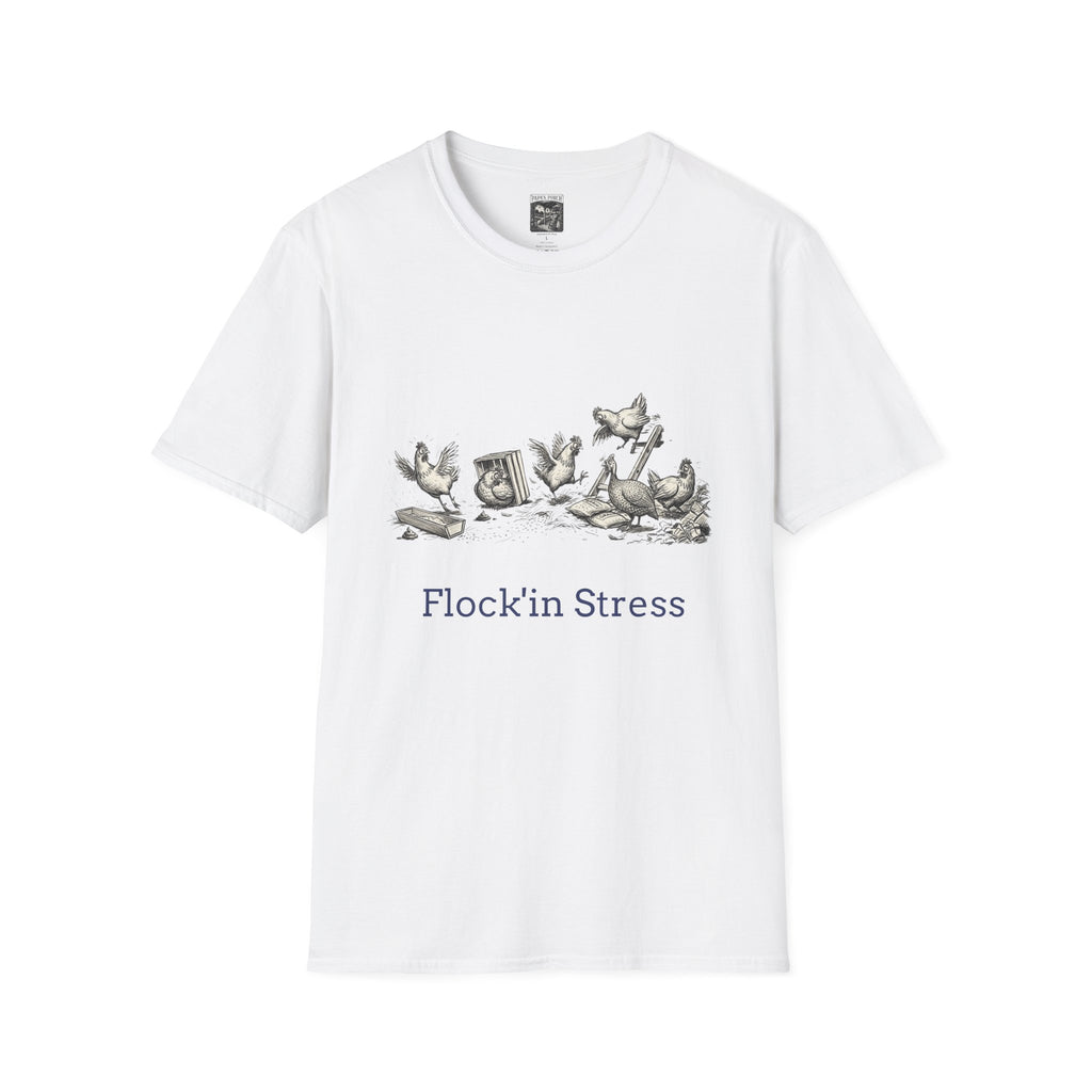 Chicken Coop T‑Shirt – 'Flock'in Stress' Funny Farm Animal Tee
