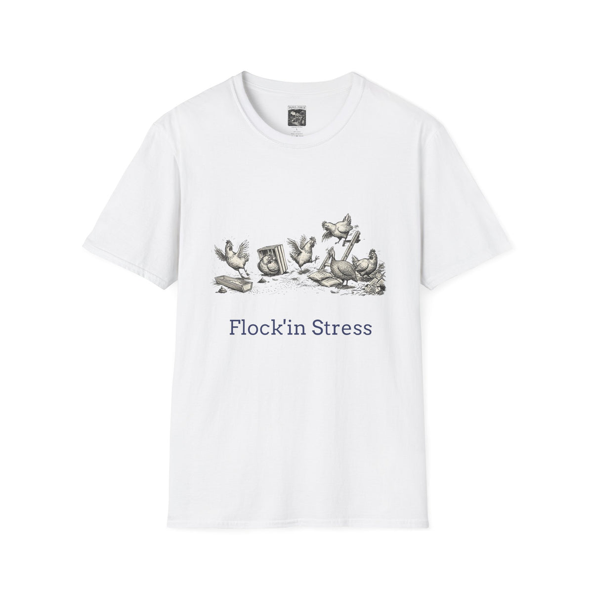 Chicken Coop T‑Shirt – 'Flock'in Stress' Funny Farm Animal Tee