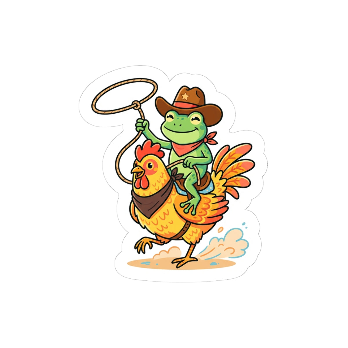 Frog Cowboy Chicken Kiss-Cut Sticker