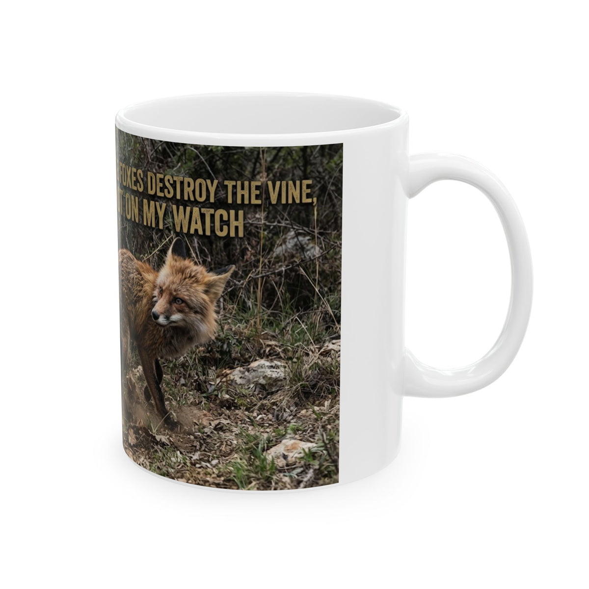 Ceramic Mug – "The Little Foxes Destroy Not On My Watch" Rustic Wildlife Coffee Cup