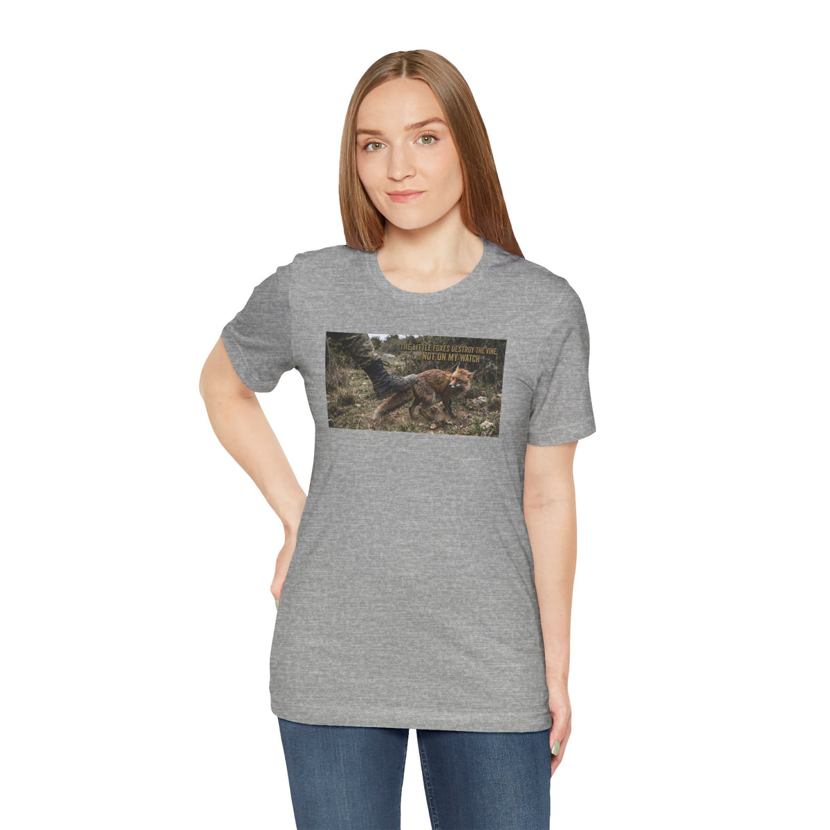 Fox Running Nature Tee — “2 Timothy 1:7 Over Perfection” Inspirational Christian T‑Shirt